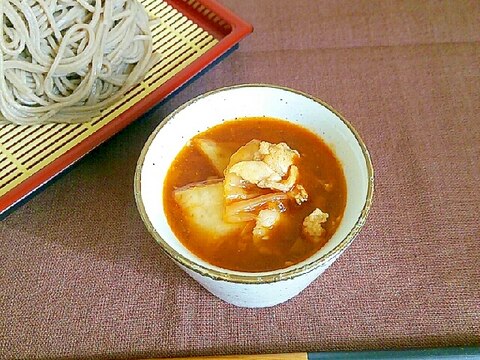 豚肉とキムチのつけ汁蕎麦